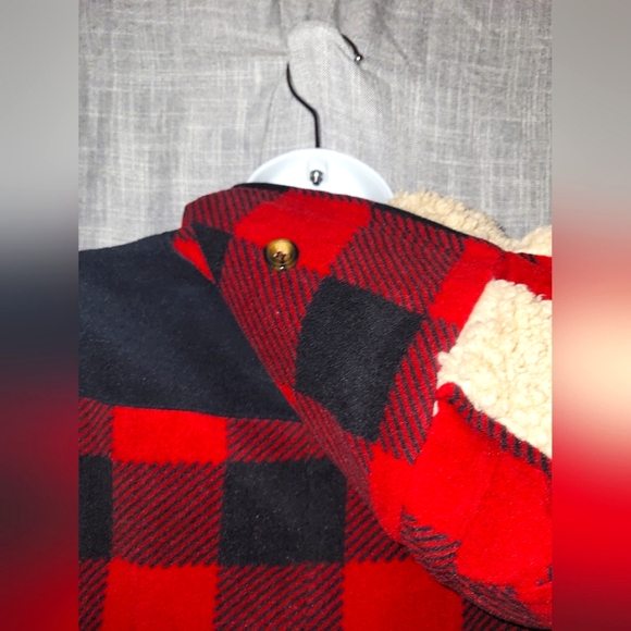 🌼3 for 30🌼 Boys 18, Women's S Red Plaid Sherpa Hooded Pajamas Onesie - Picture 4 of 4